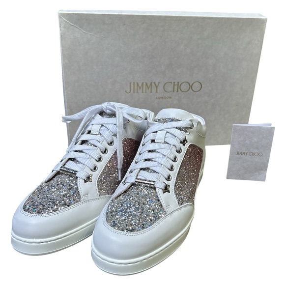 Rare Authentic Jimmy Choo Women’s Platinum Flamingo Sneakers - Picture 2 of 16